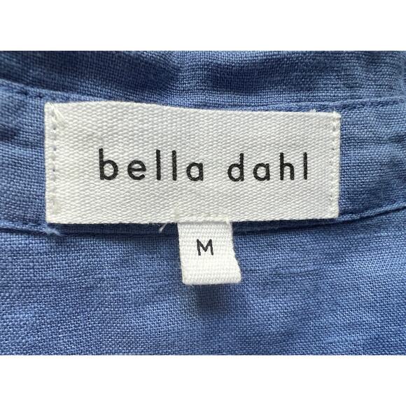 BELLA DAHL WOMENS MEDIUM 100% LINEN ROLLED HEM UTILITY SHORT ROMPER BLUE NEW - Picture 5 of 15